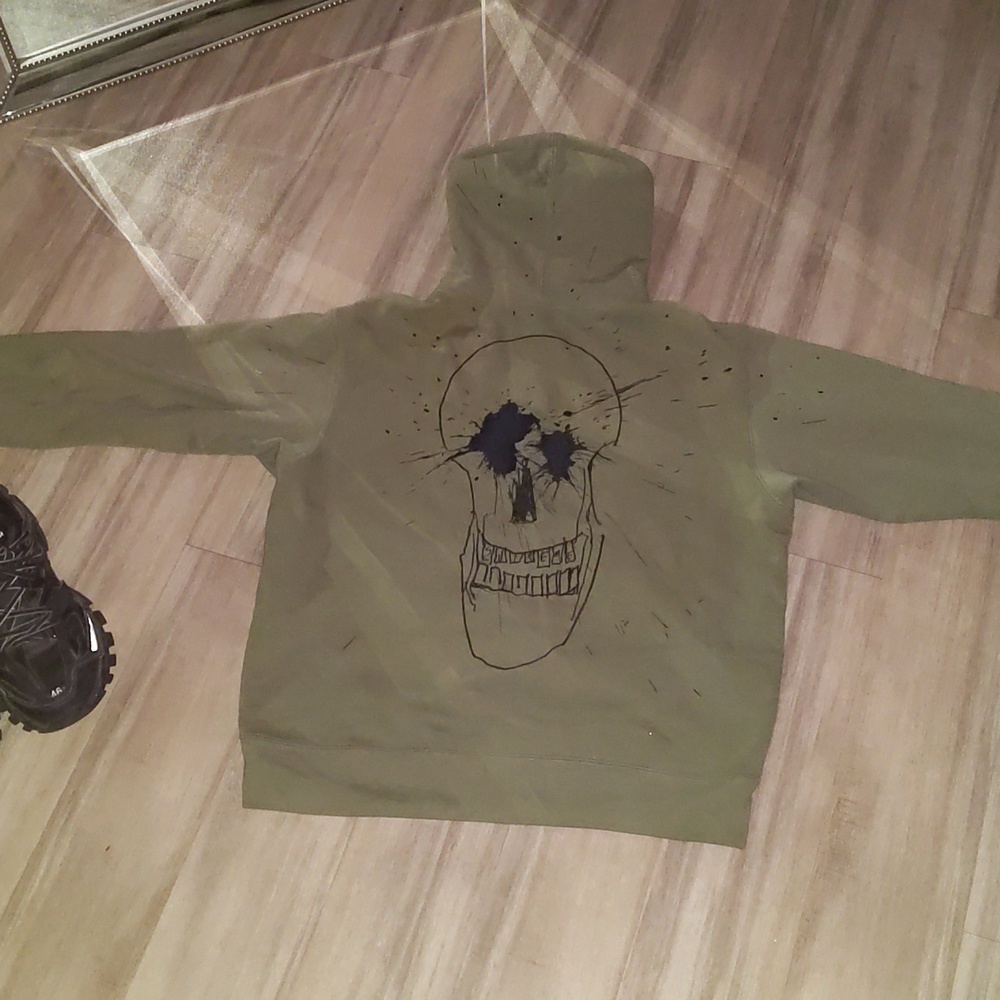 Supreme green skull splash hoodie